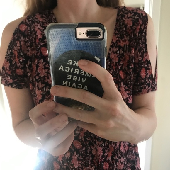 Anthropologie Staring at Stars boho pink cut out shoulder mini button dress - Picture 1 of 7